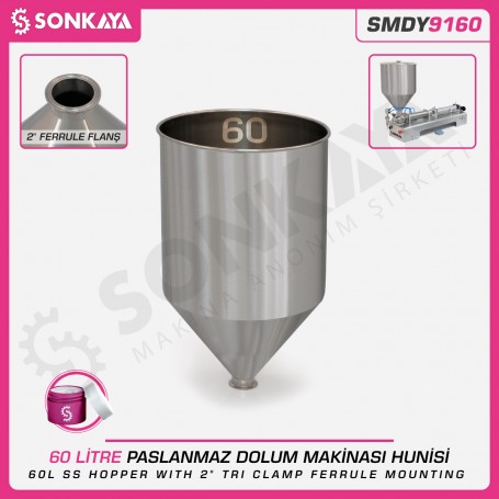 Sonkaya SMDY9160 60 Liters Stainless Hopper for Paste Fillers