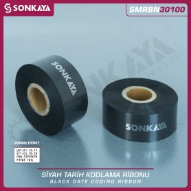SMRBN30100 Black Hot Stamping Date Coding Foil Ribbon 30 mm 100 Meters